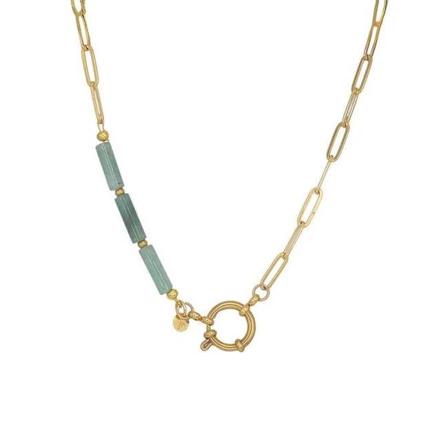 MADAM the label | Ketting chain big tube groene aventurijn goud - Madam the Label - wonder & melon