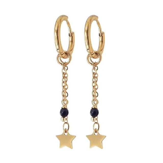 MADAM the label | Oorringen chain star facet onyx goud - Madam the Label - wonder & melon