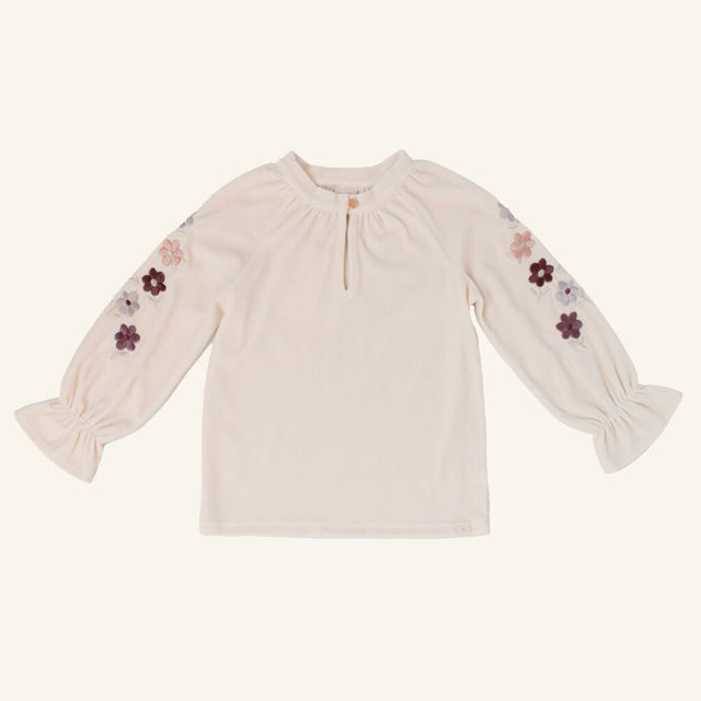 Navy Natural | Guusje flower blouse velvet - Navy Natural - wonder & melon