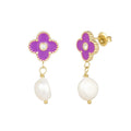 Oorbel met bloem en parel - wonder & melon - wonder & melon