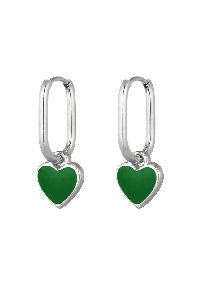 Oorbel met Groen Hart | Zilver - wonder & melon - wonder & melon