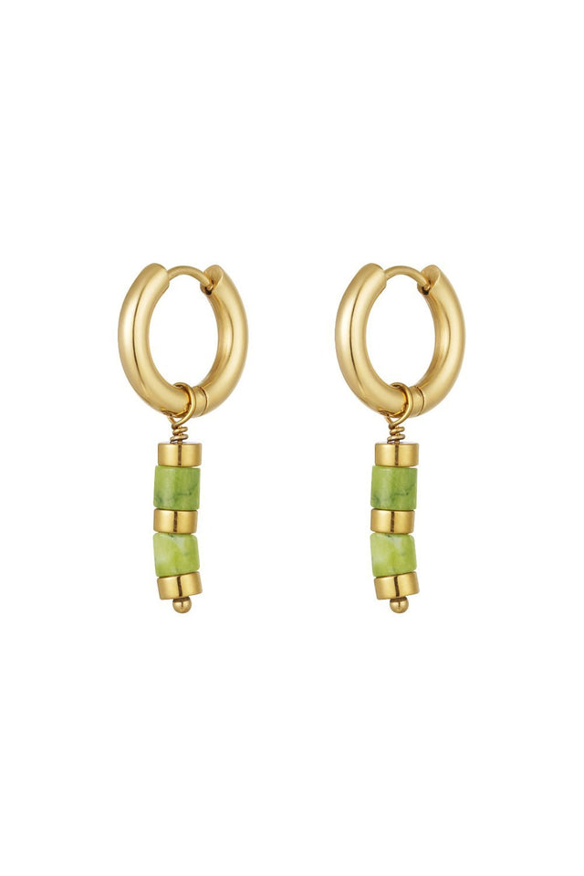 Oorbel met groene steentjes - wonder & melon - wonder & melon