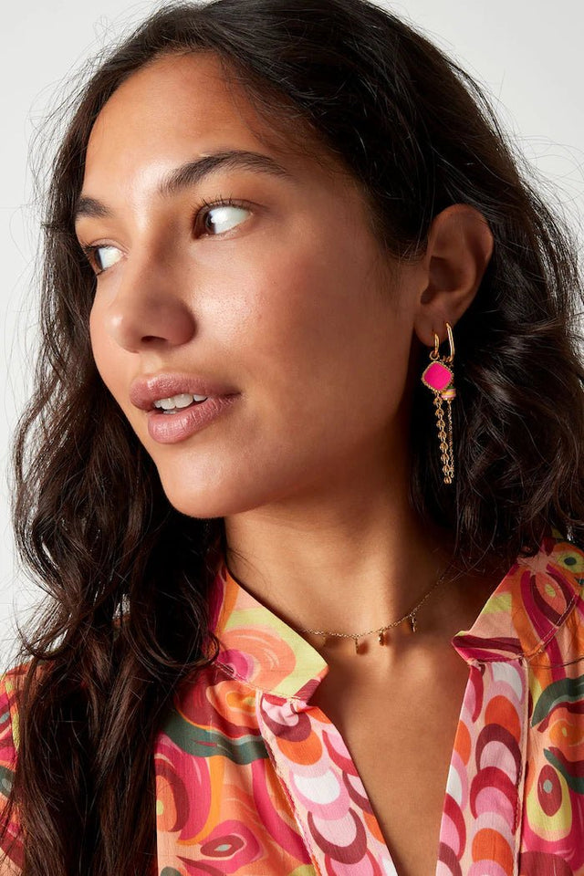 Oorbel | Roze vintage bedel | Stainless Steel - wonder & melon - wonder & melon