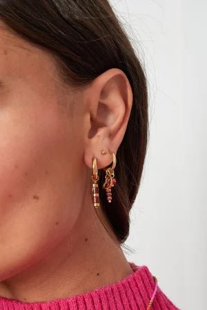 Oorbel Stone | Goud - Red - wonder & melon - wonder & melon