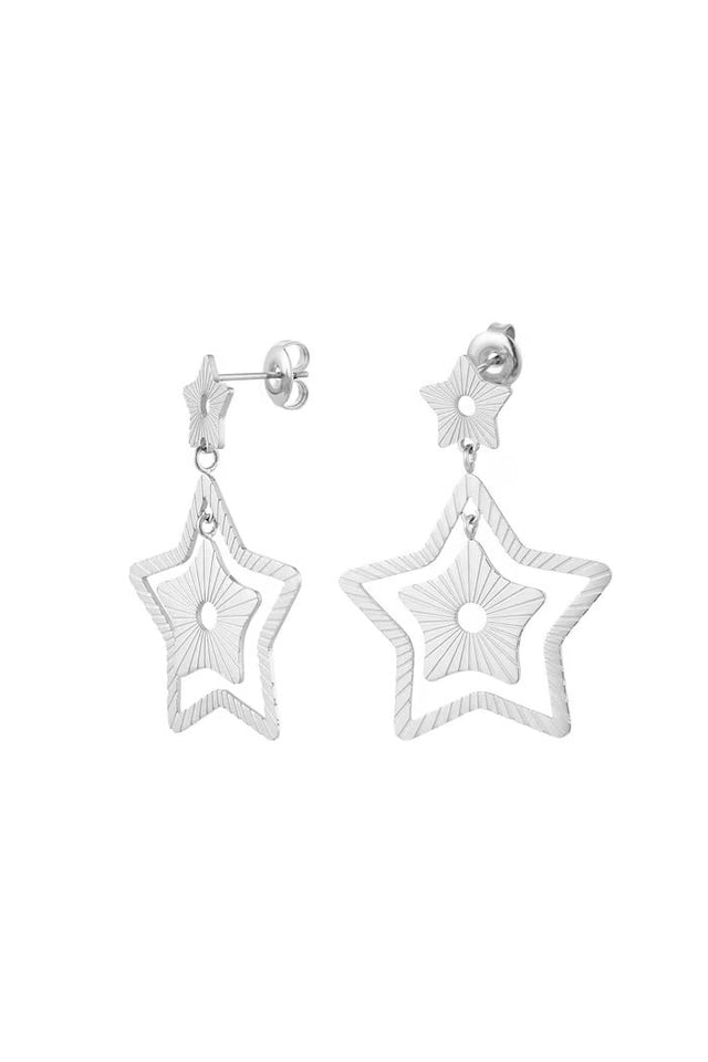 Oorbel | Two Star Silver| Stainless Steel - wonder & melon - wonder & melon