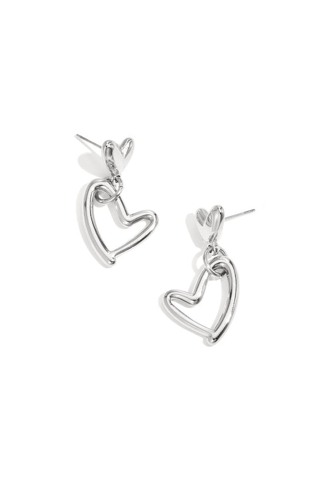 Oorbellen Double Heart | Stainless Steel | Zilver - wonder & melon - wonder & melon