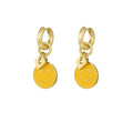Oorbellen met smiley hanger | Yellow | Stainless Steel - wonder & melon - wonder & melon