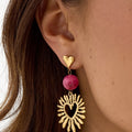 Oorbellen | Roze steen | Hartje/Zon - wonder & melon - wonder & melon