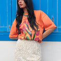 Oranje shirt | Bloemen - wonder & melon - wonder & melon