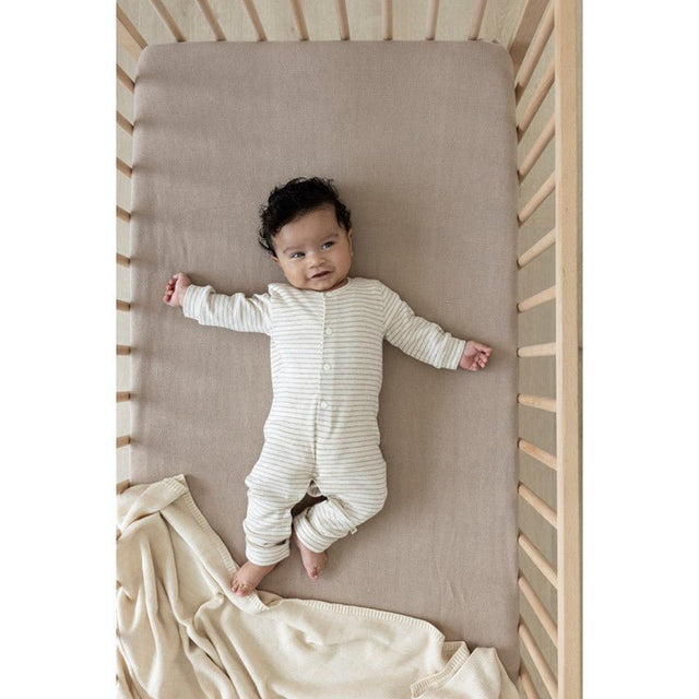 Pak omslagvoet rib met streep | Taupe melange | Feetje - Feetje - wonder & melon