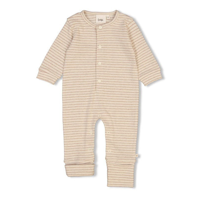 Pak omslagvoet rib met streep | Taupe melange | Feetje - Feetje - wonder & melon