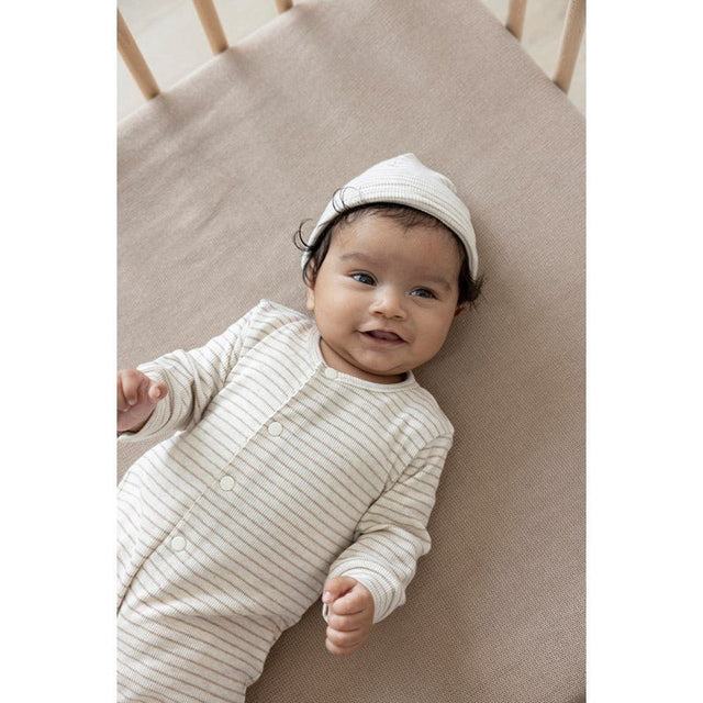 Pak omslagvoet rib met streep | Taupe melange | Feetje - Feetje - wonder & melon