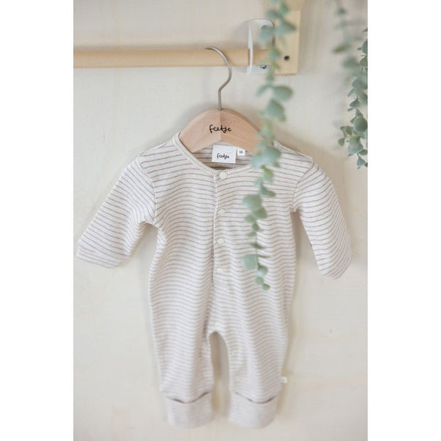 Pak omslagvoet rib met streep | Taupe melange | Feetje - Feetje - wonder & melon