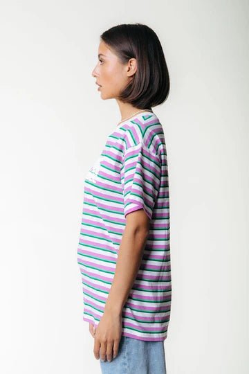 Puff Logo Stripe T-shirt | Pink - Colourful Rebel - wonder & melon