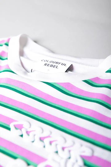 Puff Logo Stripe T-shirt | Pink - Colourful Rebel - wonder & melon