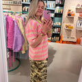 Roze shirt met geel/blauw streepje - wonder & melon - wonder & melon