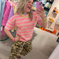 Roze shirt met geel/blauw streepje - wonder & melon - wonder & melon