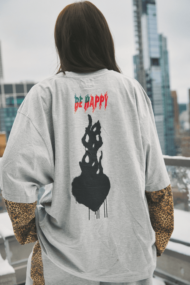 SABBI | The Be Happy Leopard Long sleeve tee| Grey - Sabbi - wonder & melon