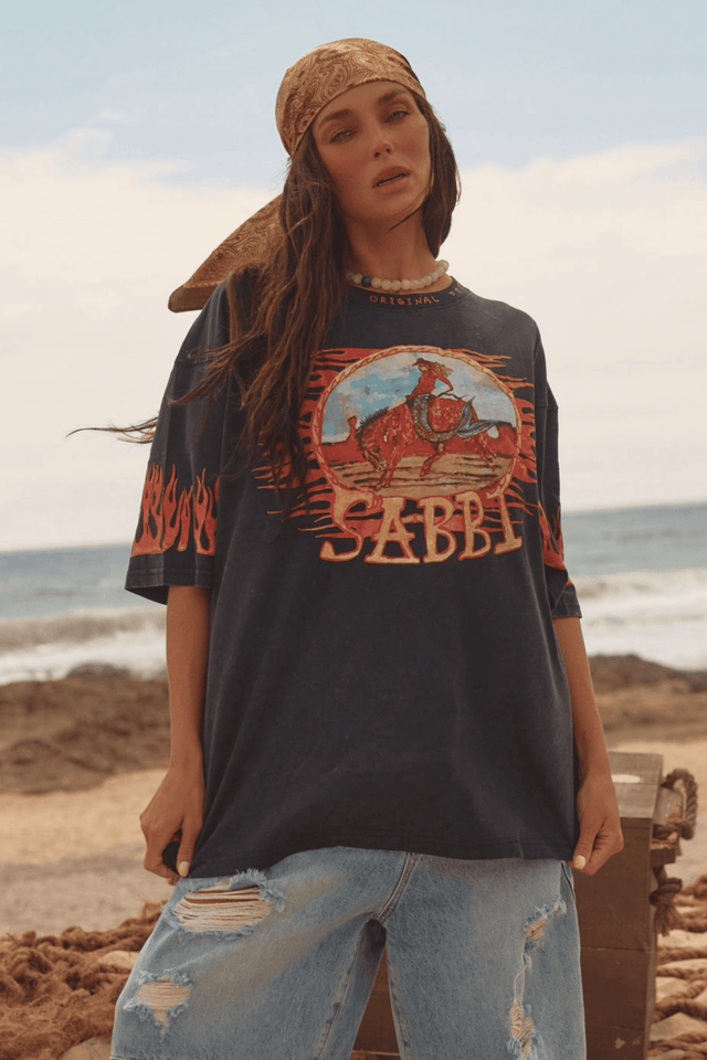 SABBI | The Flaming Cowboy tee | Black - Sabbi - wonder & melon