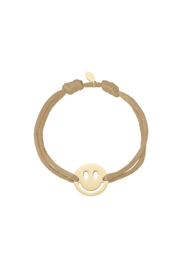 Satijnen Armband Smiley | Bruin - wonder & melon - wonder & melon