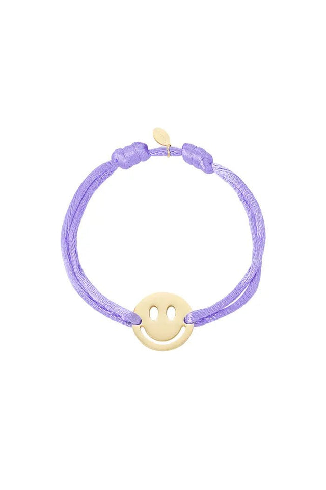 Satijnen Armband Smiley | Paars - wonder & melon - wonder & melon