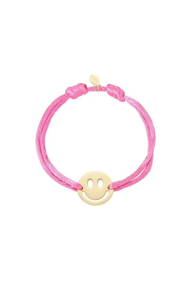 Satijnen Armband Smiley | Roze - wonder & melon - wonder & melon