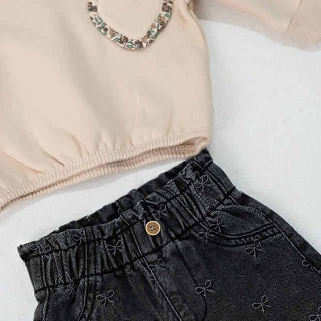 Feetje denim broek met borduursels Winter Denims gedragen