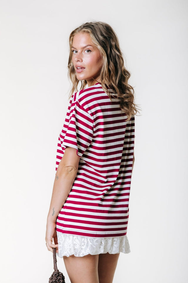 Streep shirt | Loose fit | Red | Colourful Rebel - Colourful Rebel - wonder & melon
