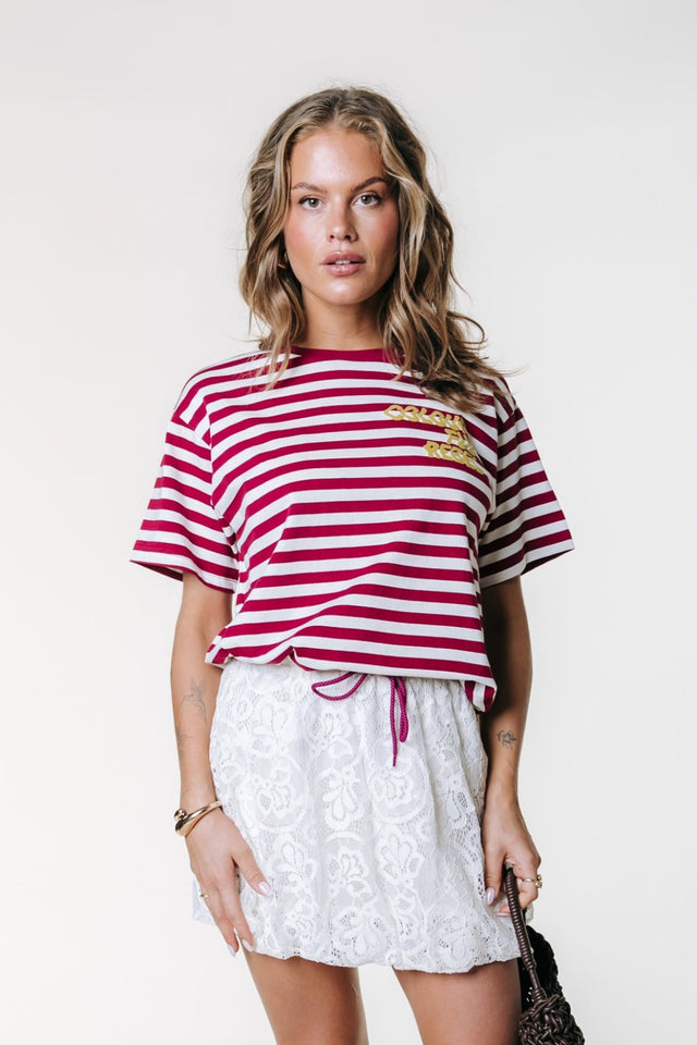 Streep shirt | Loose fit | Red | Colourful Rebel - Colourful Rebel - wonder & melon