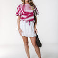 Streep shirt | Loose fit | Red | Colourful Rebel - Colourful Rebel - wonder & melon