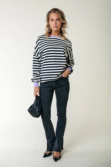 Stripe Contrast Sweat | Navy - Colourful Rebel - wonder & melon