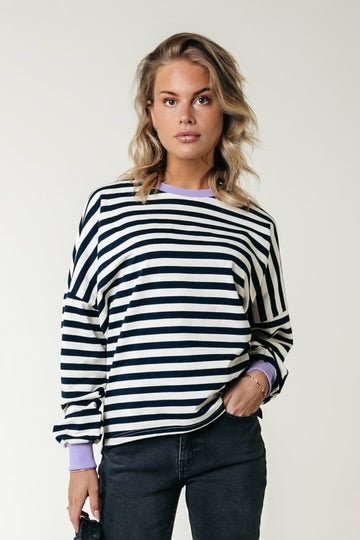 Stripe Contrast Sweat | Navy - Colourful Rebel - wonder & melon