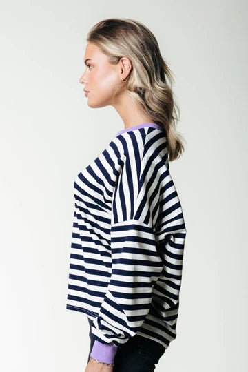 Stripe Contrast Sweat | Navy - Colourful Rebel - wonder & melon