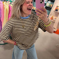 T-Shirt | Streep | Brown/Blue - wonder & melon - wonder & melon