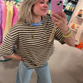 T-Shirt | Streep | Brown/Blue - wonder & melon - wonder & melon