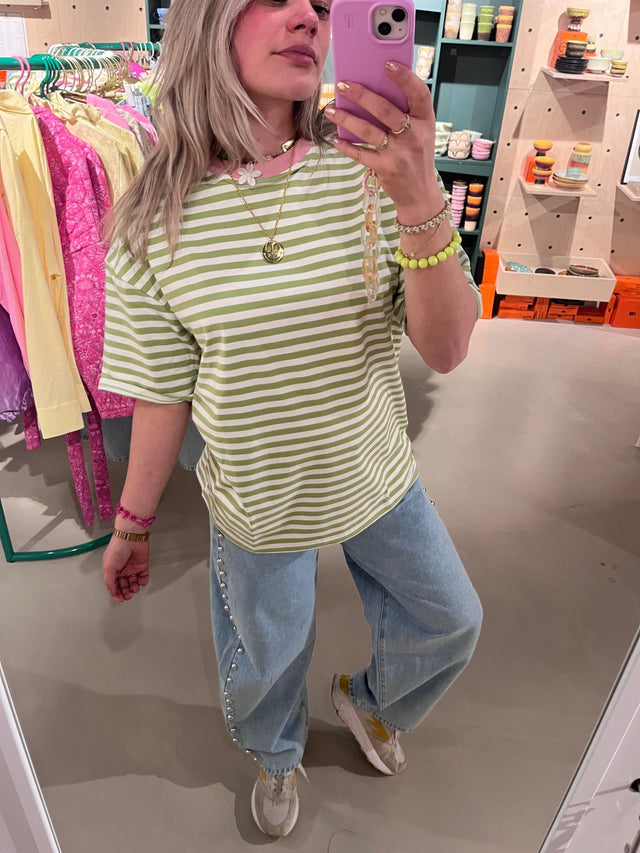T-Shirt | Streep | Green/pink - wonder & melon - wonder & melon