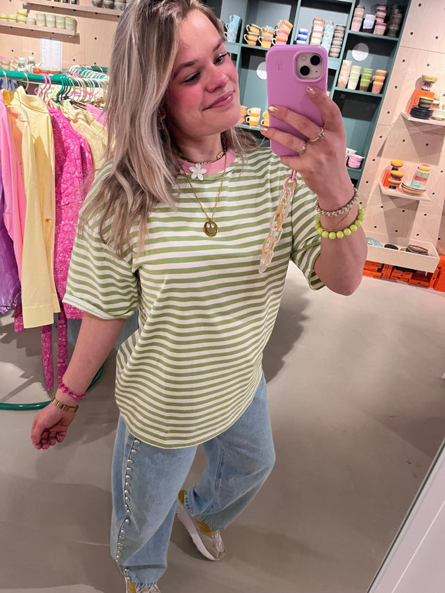 T-Shirt | Streep | Green/pink - wonder & melon - wonder & melon