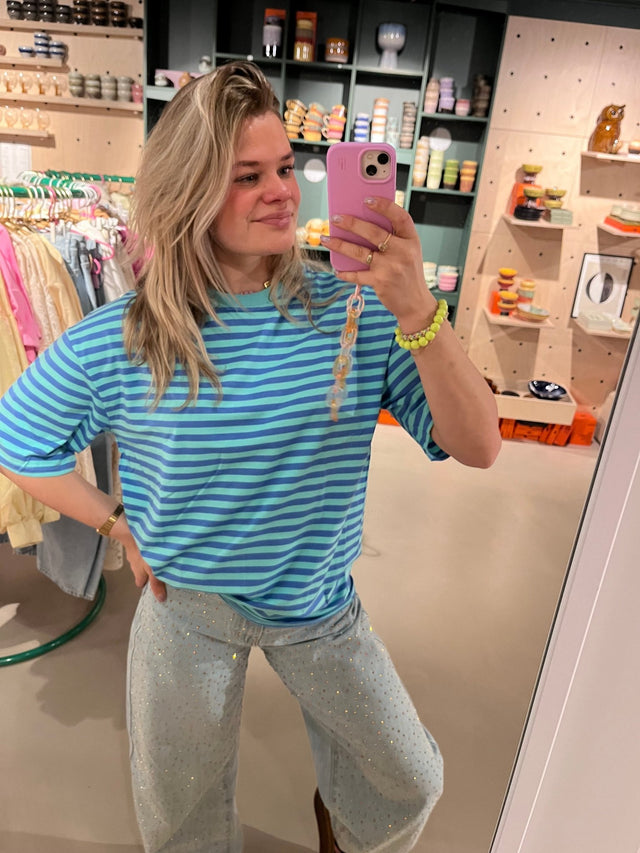 T-shirt streepjes | Blue - wonder & melon - wonder & melon