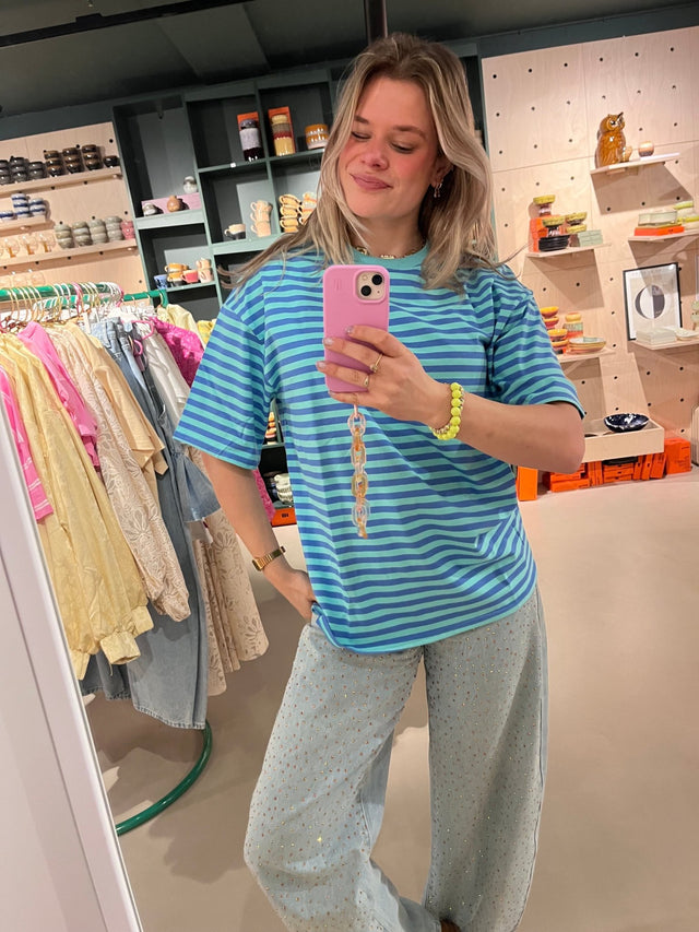 T-shirt streepjes | Blue - wonder & melon - wonder & melon
