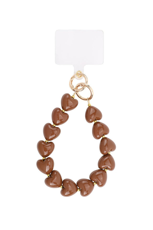 Telefoonkoord | Heart Luxe | Brown - wonder & melon - wonder & melon