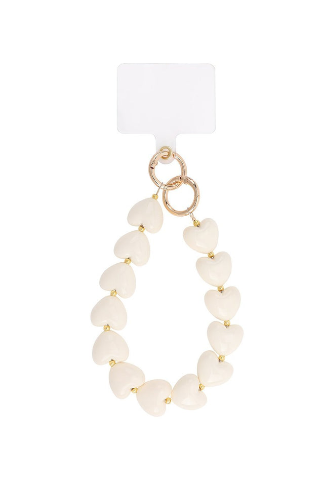 Telefoonkoord | Heart Luxe | White - wonder & melon - wonder & melon