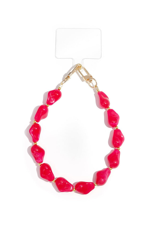 Telefoonkoord | Kralen Luxe | Rose Red dark - wonder & melon - wonder & melon