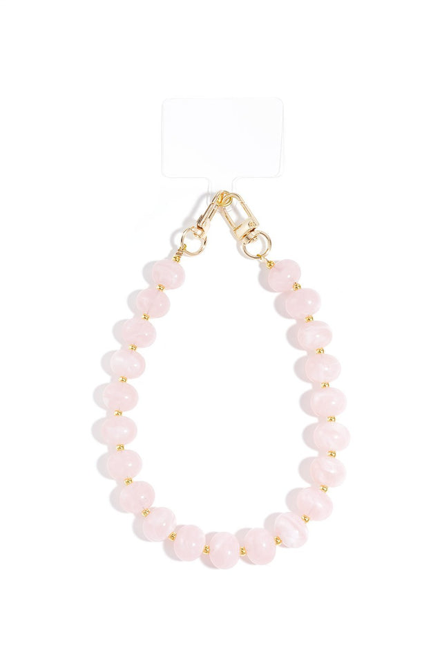Telefoonkoord | Ronde kralen | Light pink - wonder & melon - wonder & melon