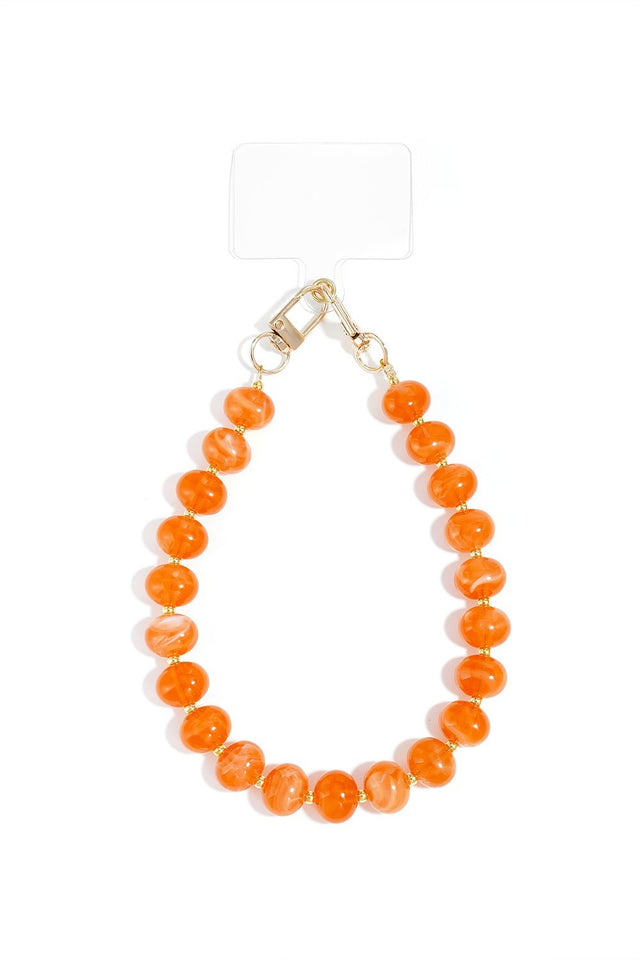Telefoonkoord | Ronde kralen | Orange - wonder & melon - wonder & melon