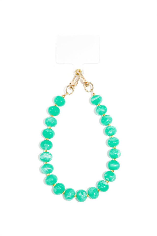 Telefoonkoord | Ronde kralen | Turquoise - wonder & melon - wonder & melon