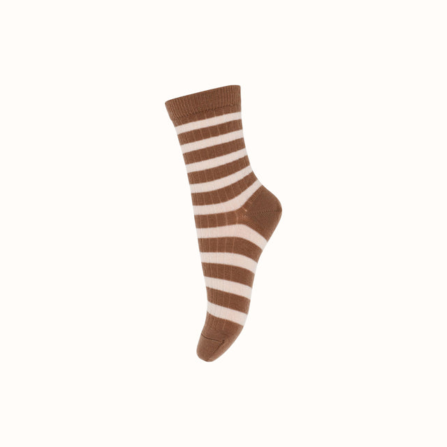 Mp denmark sokken bruin met witte strepen