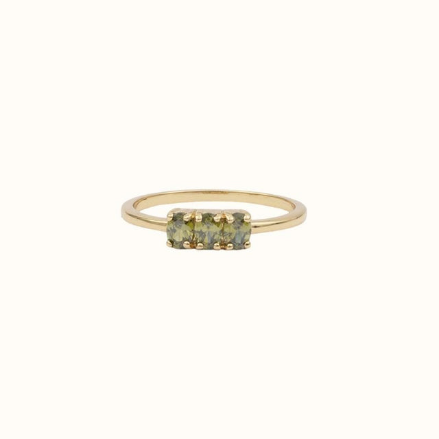 Chérie Goldplated Ring Bar klein Groen - All the luck in the world - wonder & melon