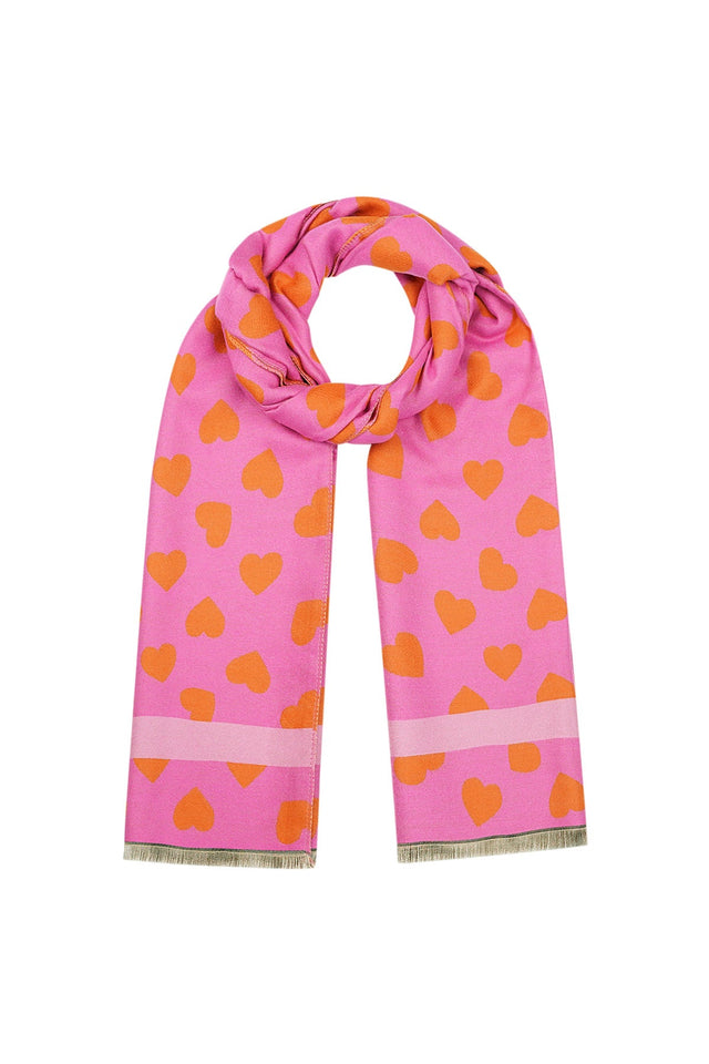 Happy hearts sjaal | Oranje en Roze - wonder & melon - wonder & melon