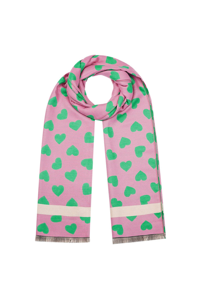 Happy hearts sjaal | Roze en groen - wonder & melon - wonder & melon