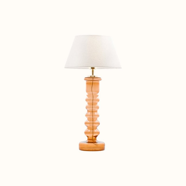 Lamp glas koraal + naturel linnen kap - À la Collection - wonder & melon